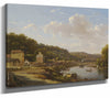 Victor De Grailly 14" x 11" / Stretched Canvas Wrap A View Of The Seine And The Coteaux De Suresnes By Victor De Grailly