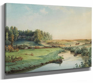 Luigi Premazzi 14" x 11" / Stretched Canvas Wrap A View Of The Surroundings Of Saint Petersburg By Luigi Premazzi