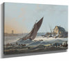 Jean Baptiste Pillement 14" x 11" / Stretched Canvas Wrap A View Of The Tagus Portugal With Ships And Boats In A Rough Sea By Jean Baptiste Pillement