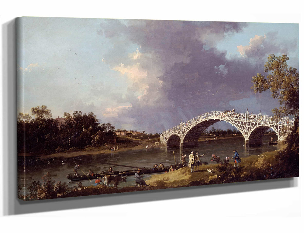 Canaletto 18" x 12" / Stretched Canvas Wrap A View Of Walton Bridge By Canaletto