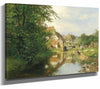 Hugo Darnaut 14" x 11" / Stretched Canvas Wrap A Village By The River By Hugo Darnaut