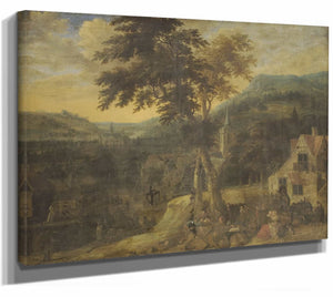 Gerrit Battem 14" x 11" / Stretched Canvas Wrap A Village Celebration (1651 – 1684) By Gerrit Battem