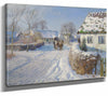 Peder Mork Monsted 14" x 11" / Stretched Canvas Wrap A Village In The Snow By Peder Mork Monsted