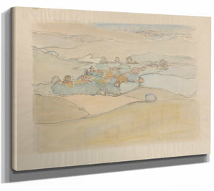 Robert Polhill Bevan 14" x 11" / Stretched Canvas Wrap A Village In The Sussex Downs By Robert Polhill Bevan