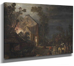 A Village Looted At Night By Esaias Van De Velde