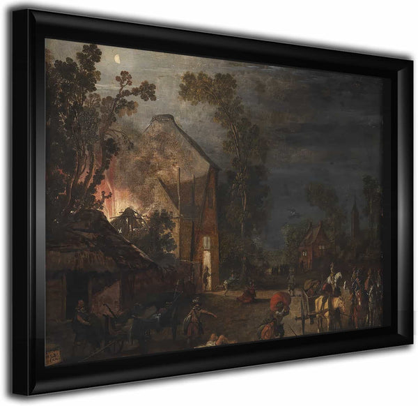 A Village Looted At Night By Esaias Van De Velde