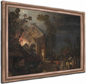 A Village Looted At Night By Esaias Van De Velde