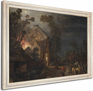 A Village Looted At Night By Esaias Van De Velde