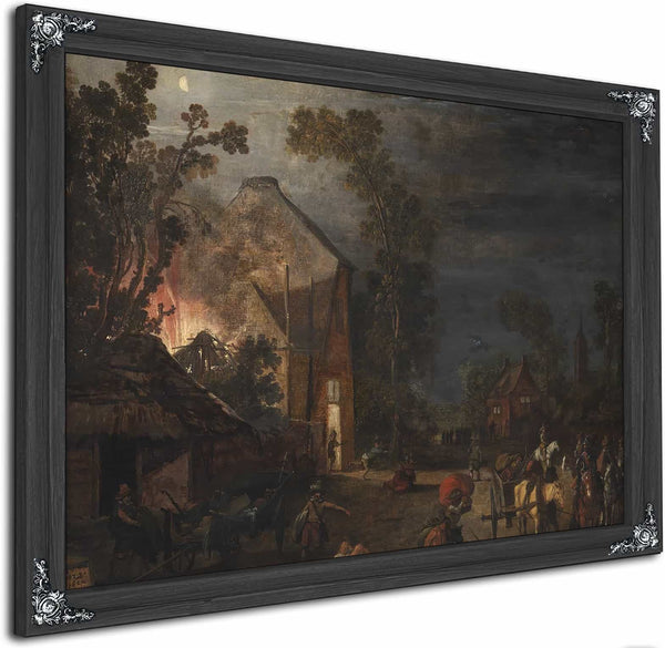 A Village Looted At Night By Esaias Van De Velde