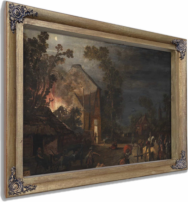 A Village Looted At Night By Esaias Van De Velde