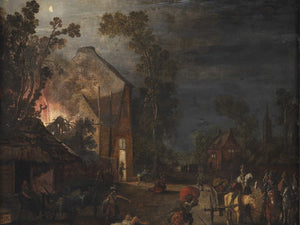 Esaias Van De Velde A Village Looted At Night By Esaias Van De Velde