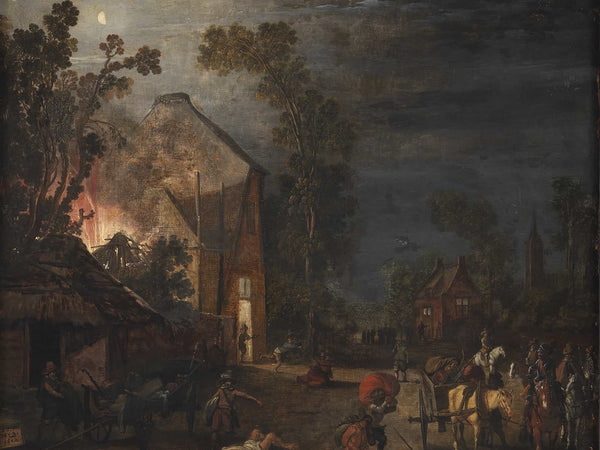 Esaias Van De Velde A Village Looted At Night By Esaias Van De Velde