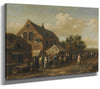 Barent Gael 14" x 11" / Stretched Canvas Wrap A Village Market Beside A Church By Barent Gael