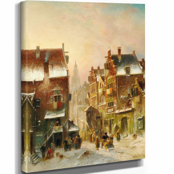 Charles Leickert A Winter Day In A Dutch Town By Charles Leickert