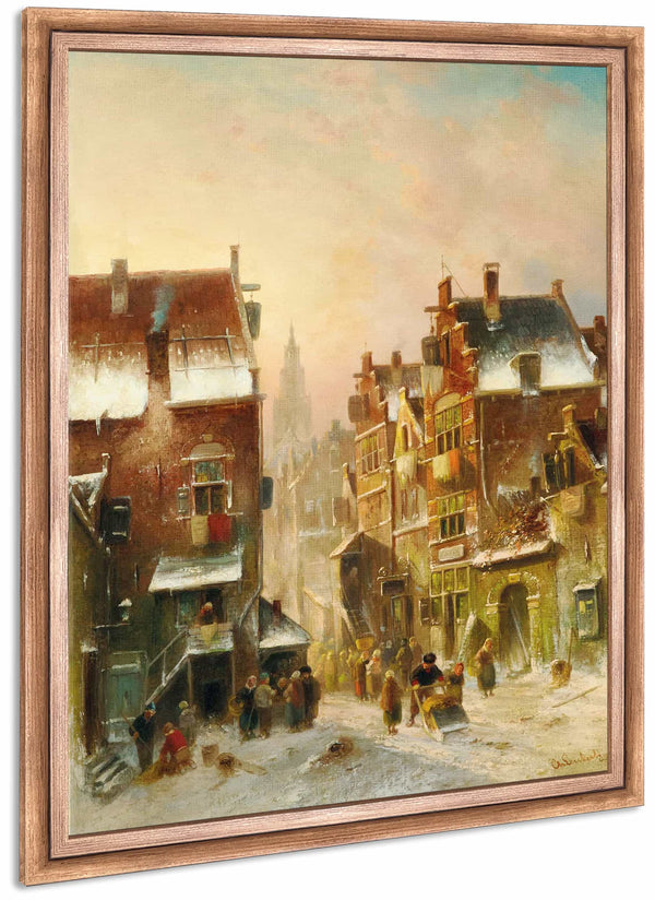 A Winter Day In A Dutch Town By Charles Leickert