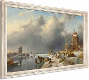 A Winter Landscape With Figures On The Ice By Charles Leickert