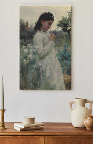 Alfred Augustus Glendening A Young Girl In A Garden By Alfred Augustus Glendening