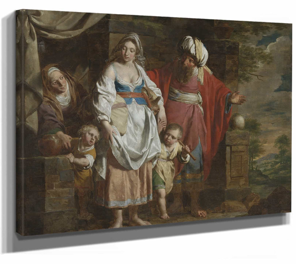 Pieter Jozef Verhaghen 14" x 11" / Stretched Canvas Wrap Abraham Casting Out Hagar And Ishmael By Pieter Jozef Verhaghen