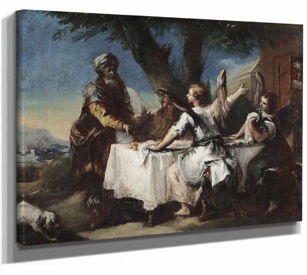 Francesco Guardi 14" x 11" / Stretched Canvas Wrap Abraham Welcoming The Three Angels By Francesco Guardi