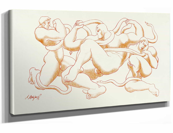 After Auguste Rodin 18" x 12" / Stretched Canvas Wrap Abstract Nude By After Auguste Rodin