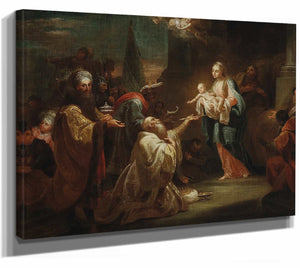 Johann Josef Karl Henrici 14" x 11" / Stretched Canvas Wrap Adoration Of The Kings By Johann Josef Karl Henrici