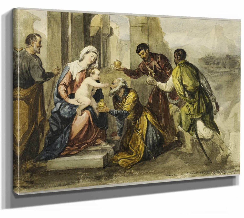 After Bonifacio Veronese 14" x 11" / Stretched Canvas Wrap Adoration Of The Magi By After Bonifacio Veronese