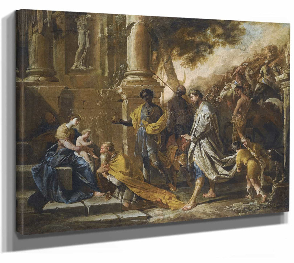 Domenico Gargiulo 14" x 11" / Stretched Canvas Wrap Adoration Of The Magi By Domenico Gargiulo