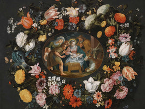 Andries Snellinck Adoration Of The Shepherds Surrounded By A Garland Of Flowers By Andries Snellinck