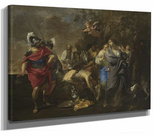 Charles Alphonse Du Fresnoy 14" x 11" / Stretched Canvas Wrap Aeneas And Dido By Charles Alphonse Du Fresnoy