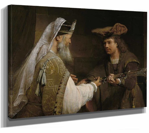 Aert De Gelder 14" x 11" / Stretched Canvas Wrap Ahimelech Giving The Sword Of Goliath To David By Aert De Gelder