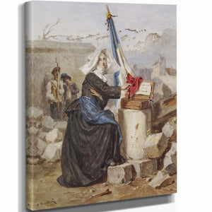 Alexandre Marie Guillemin 11" x 14" / Stretched Canvas Wrap Aid For The Wounded By Alexandre Marie Guillemin