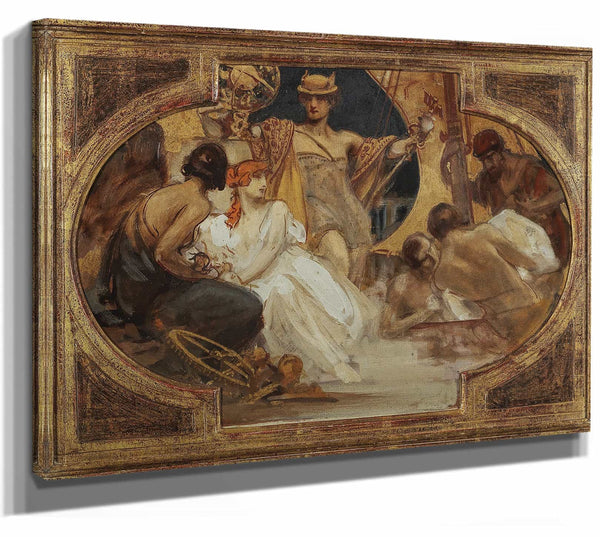 Alois Hans Schram 14" x 11" / Stretched Canvas Wrap Allegory Ceiling Sketch Ii By Alois Hans Schram