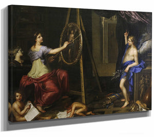 Charles Alphonse Du Fresnoy 14" x 11" / Stretched Canvas Wrap Allegory Of Painting By Charles Alphonse Du Fresnoy