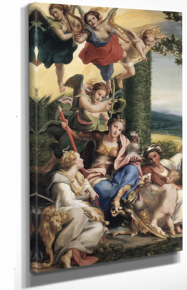 Correggio 12" x 18" / Stretched Canvas Wrap Allegory Of Virtues By Correggio