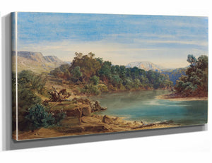 August Loffler 18" x 12" / Stretched Canvas Wrap Along The Jordan River By August Loffler