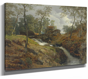 Andreas Achenbach 14" x 11" / Stretched Canvas Wrap Am Wildbach By Andreas Achenbach