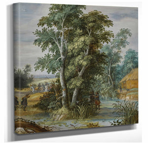 Alexander Keirincx 12" x 12" / Stretched Canvas Wrap An Ambush In A Wooded Landscape By Alexander Keirincx