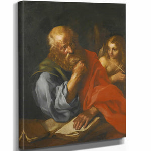 Bolognese School An Apostle Probably Saint Matthew With An Angel By Bolognese School