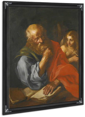 An Apostle Probably Saint Matthew With An Angel By Bolognese School