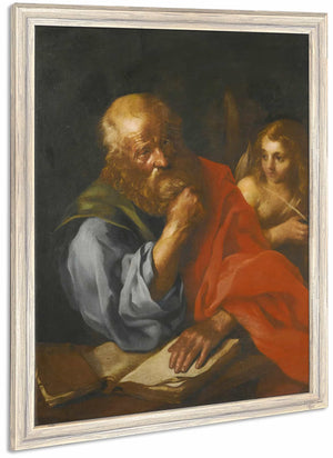 An Apostle Probably Saint Matthew With An Angel By Bolognese School