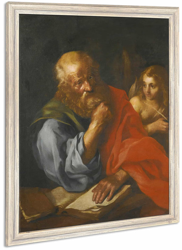 An Apostle Probably Saint Matthew With An Angel By Bolognese School