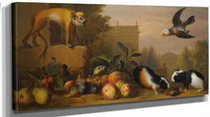 Jakob Bogdany An Extensive Landscape With A Capuchin Squirrel Monkey St Vincent Parrot By Jakob Bogdany