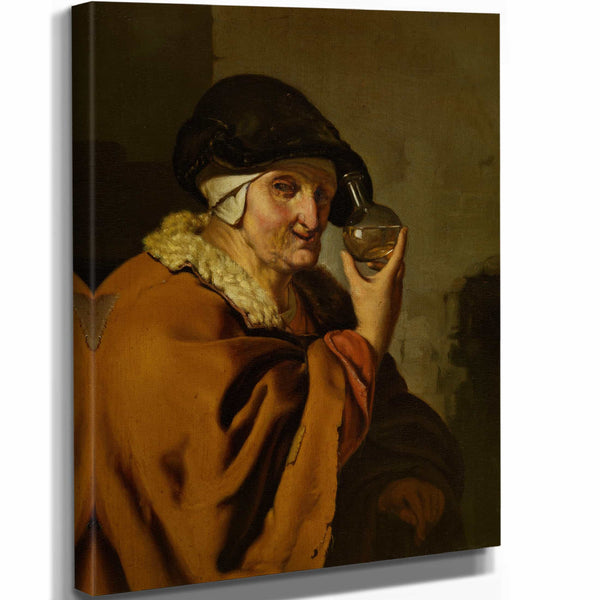 Ary De Vois 11" x 14" / Stretched Canvas Wrap An Old Woman With A Bottle By Ary De Vois