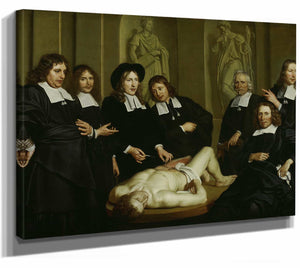 Adriaen Backer 14" x 11" / Stretched Canvas Wrap Anatomy Lesson From Dr Frederik Ruysch By Adriaen Backer