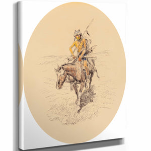 Charles Marion Russell 11" x 14" / Stretched Canvas Wrap Assiniboine Warrior By Charles Marion Russell