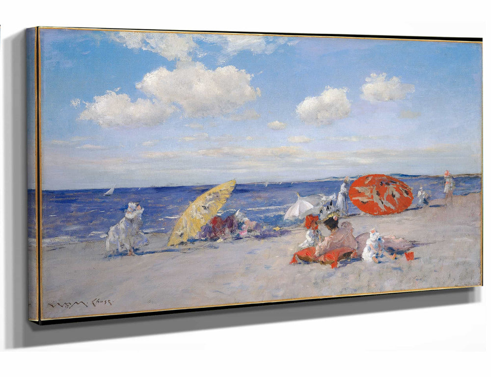 William Merritt Chase 18" x 12" / Stretched Canvas Wrap At The Seaside By William Merritt Chase