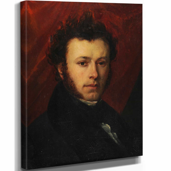 Charles Auguste Herbe 11" x 14" / Stretched Canvas Wrap Autoportrait By Charles Auguste Herbe