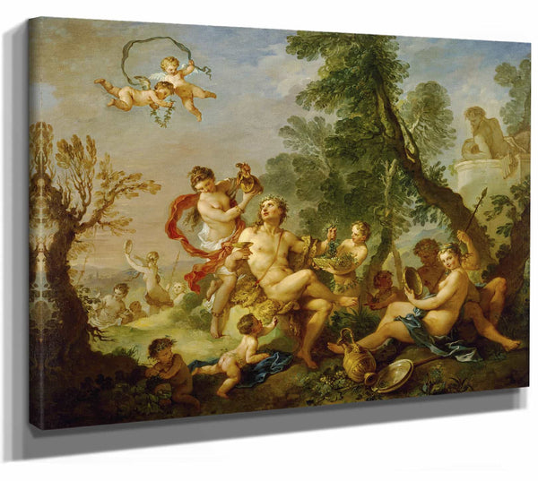 Charles Joseph Natoire 14" x 11" / Stretched Canvas Wrap Bacchanal By Charles Joseph Natoire