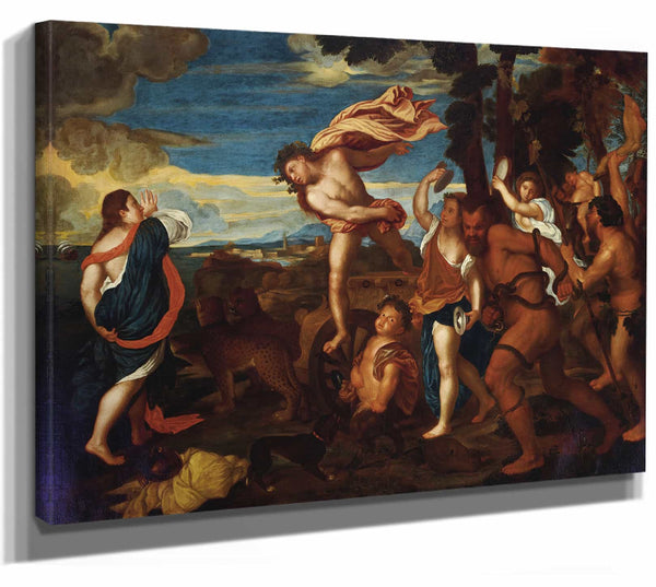 After Titian 14" x 11" / Stretched Canvas Wrap Bacchus And Ariadne By After Titian