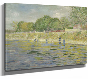 Vincent Van Gogh 14" x 11" / Stretched Canvas Wrap Bank Of The Seine By Vincent Van Gogh